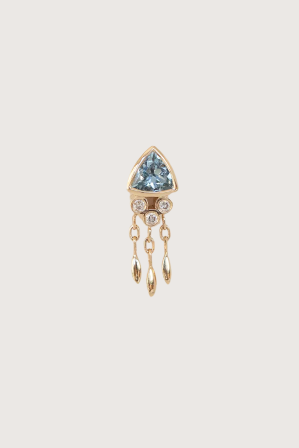 Celine Daoust Triangle Aquamarine & Diamond Single Earring