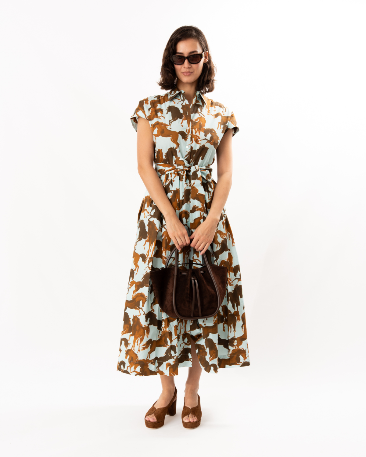Sara Roka Edrina Dress - Brown / Sky Horses | Garmentory