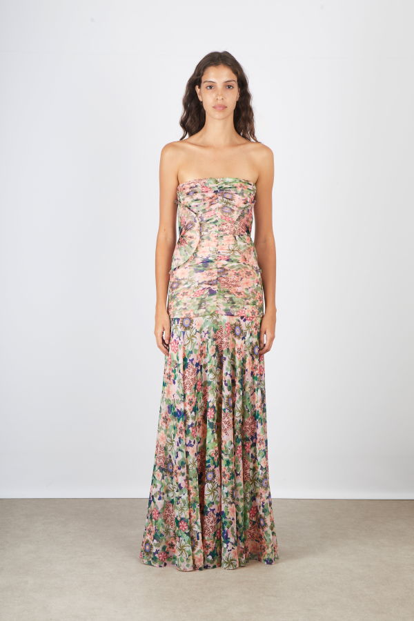 Saloni Kristie Long Dress - Rosette Meadow
