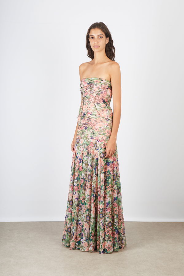 Saloni Kristie Long Dress - Rosette Meadow