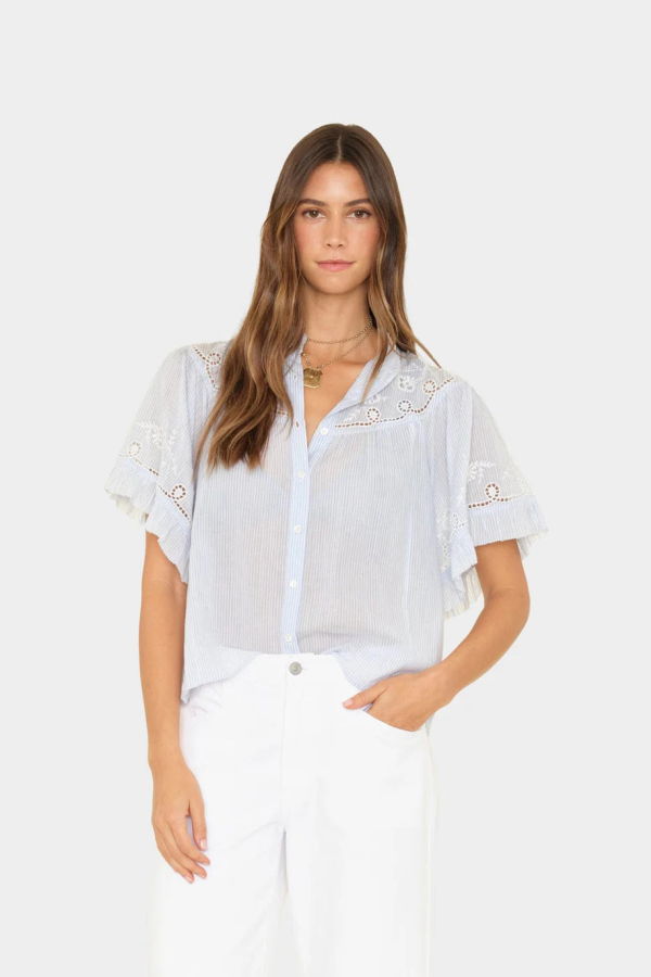 Xirena Mae Shirt - Blue/White Stripe