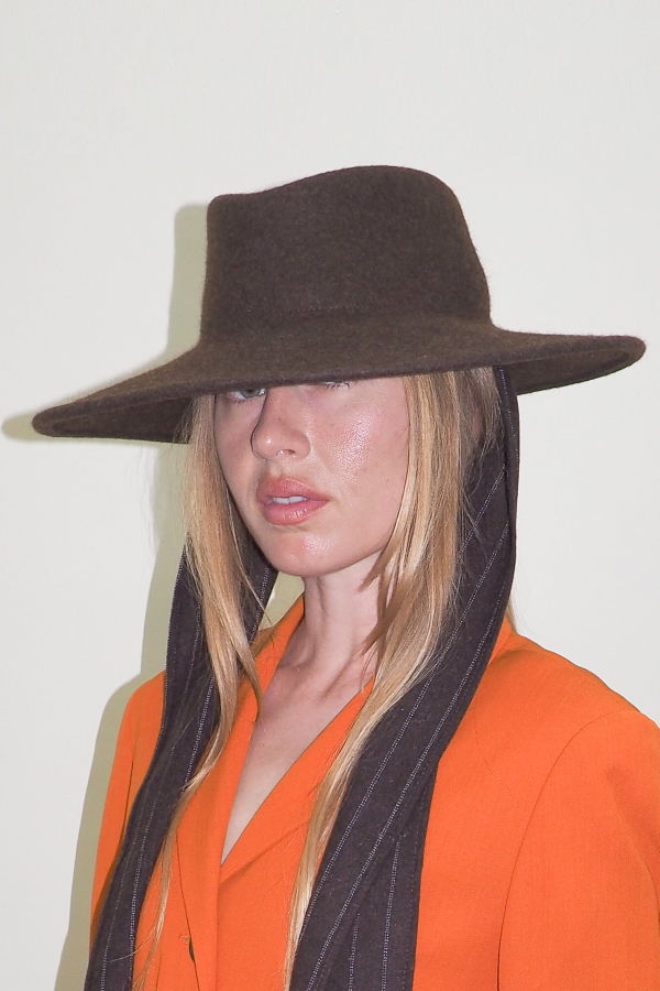 Clyde Dai Hat w. Scarves - Brown Melange