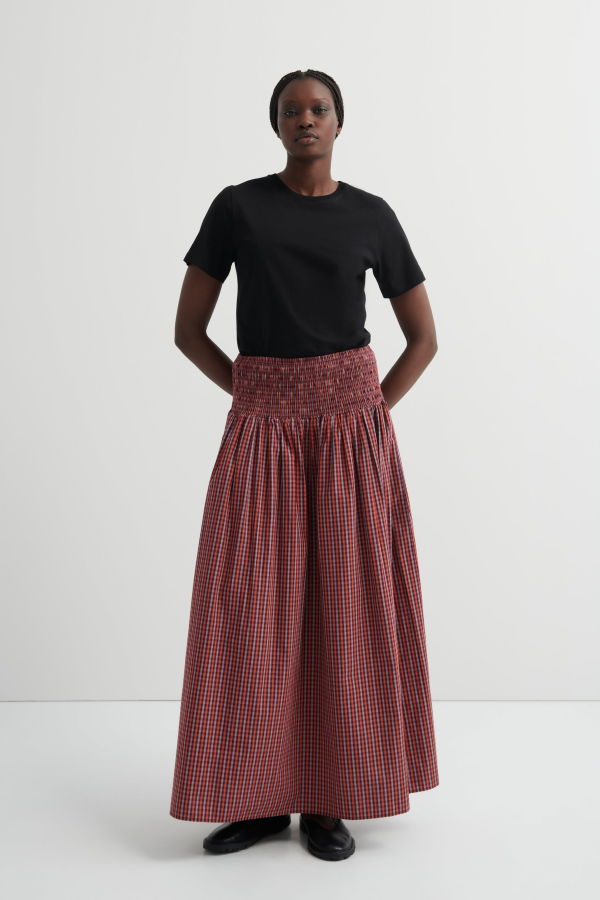 Kowtow Weaver Skirt - Maroon Check