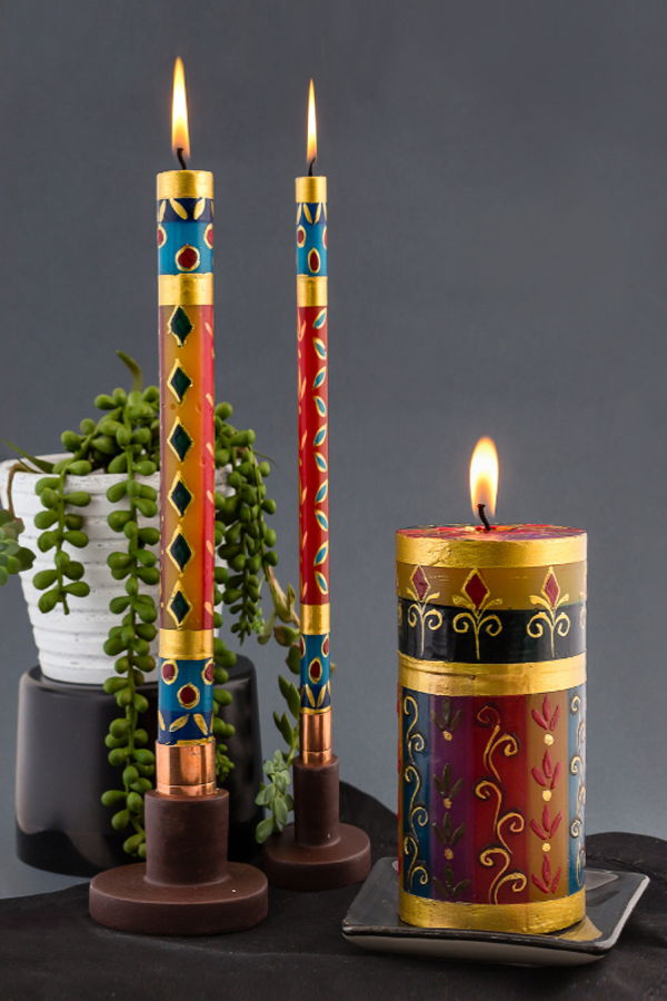 Thumbprint Artifacts African Mineral Painted Candles