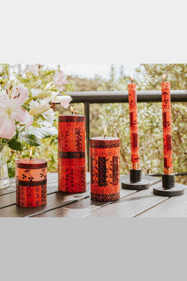 Thumbprint Artifacts Berry Blaze Painted Candles