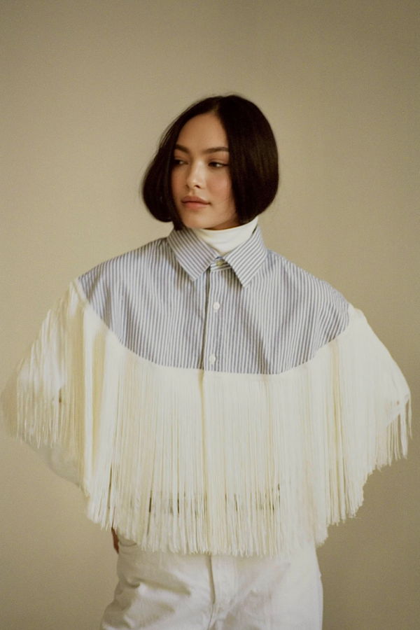 Sloppy Seconds The Fringe Dickey Top - Cream Stripe