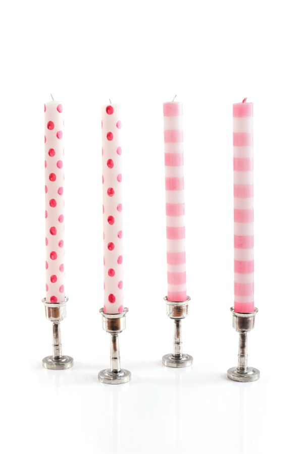 Thumbprint Artifacts Pink Dots & Stripes Tapers Gift Box of 4
