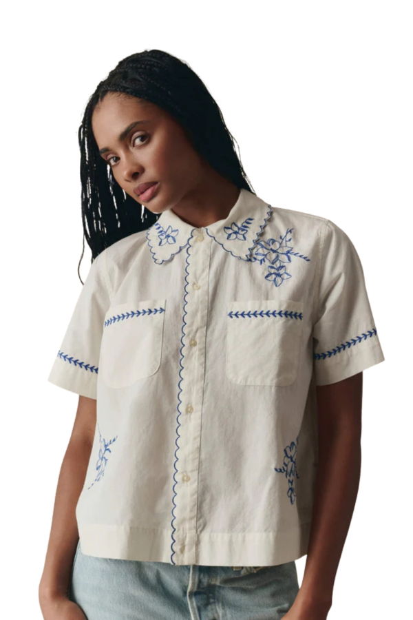 The Great. The Bowling Shirt with Hanky Embroidery