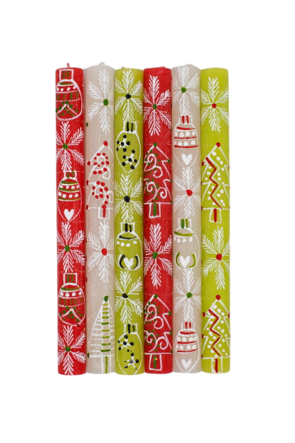 Thumbprint Artifacts Whimsy Christmas Painted Candles