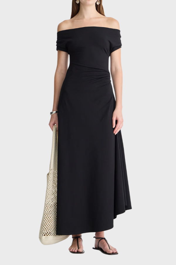 Apiece Apart Marles Off Shoulder Midi Dress - Black