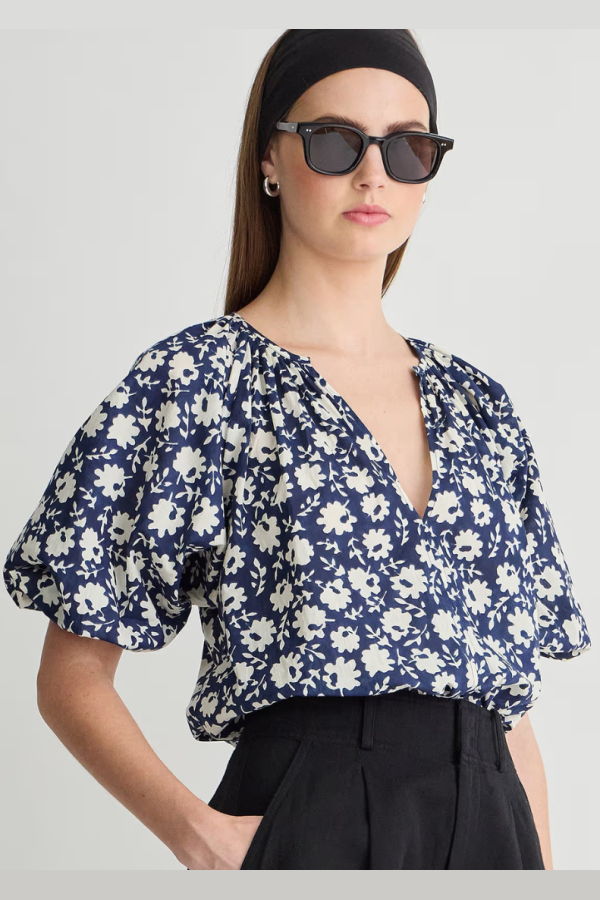 Apiece Apart Nele Lantern Top - Navy Floral