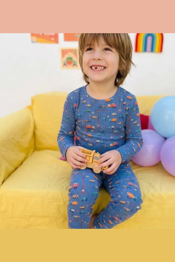 KIDS Bug + Bean Ribbed Bamboo 2 Piece Toddler Pajama Set