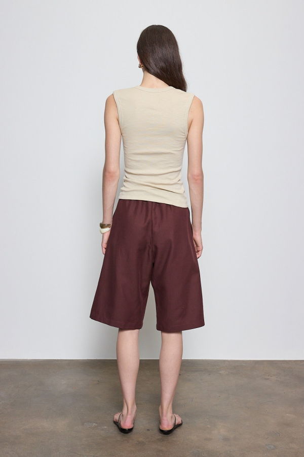 Enza Costa Textured Rib Sleeveless V Tank Top