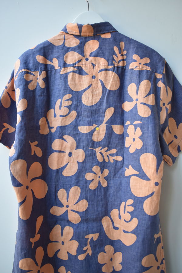 at Dawn. Unisex Linen Flower Shirt Print Defect