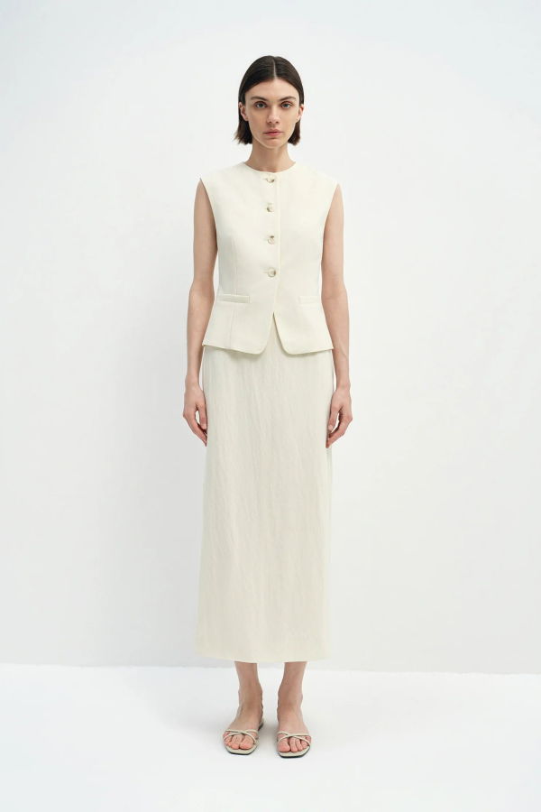 Sophie Rue Elira Button Front Vest - Egret