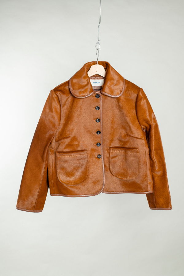 CAWLEY STUDIO Ada Hair On Hide Leather Jacket - Chestnut