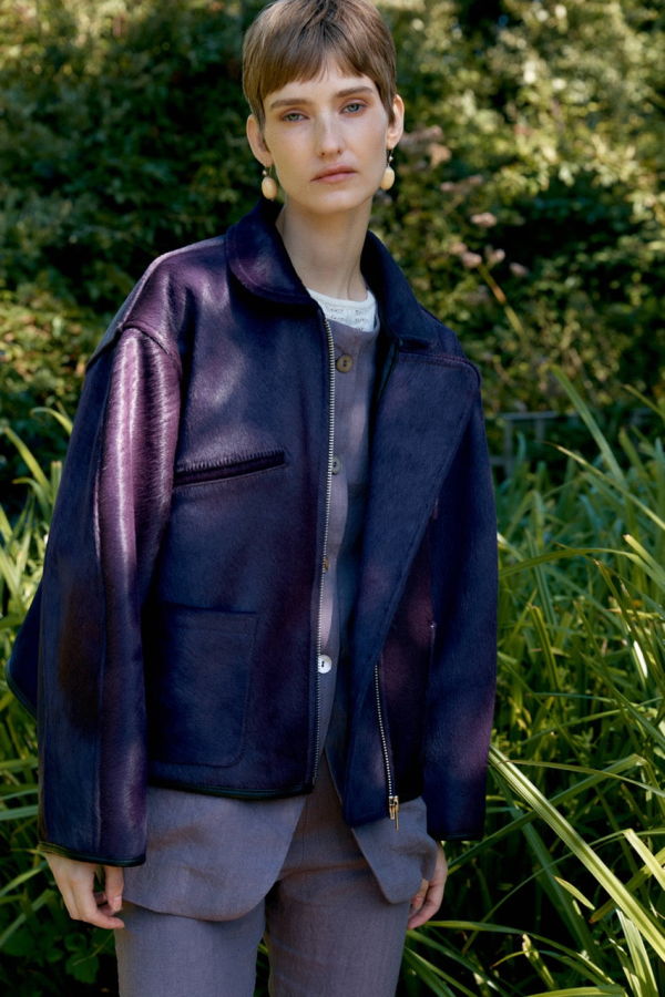 CAWLEY STUDIO Hair On Hide Leather Flying Jacket - Violet