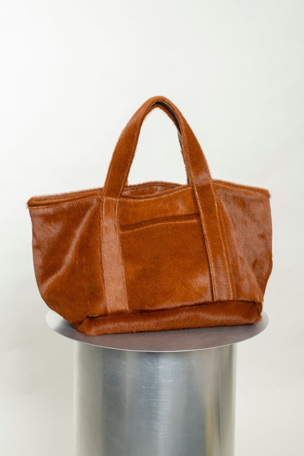 CAWLEY STUDIO Hair On Hide Mini Tote Bag - Chestnut