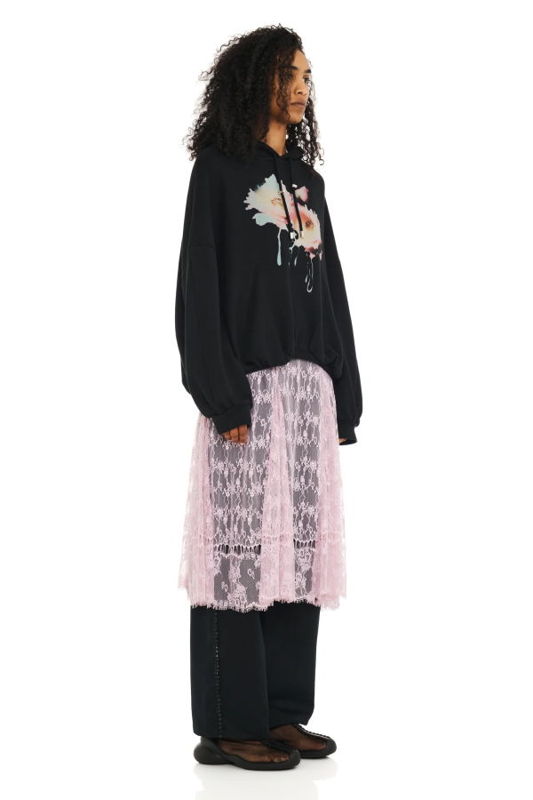 Collina Strada Gathered Hoodie - Black Flower Dream