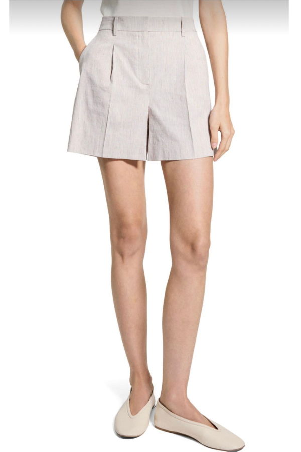 Theory Fluid Pleated Short - Cognac Multi