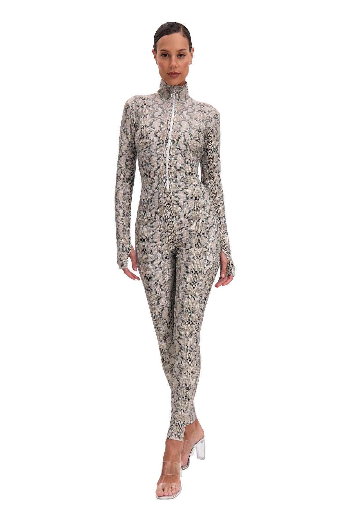 MONOSUIT Python Long Sleeve Turtleneck Bodysuit - Python - Image 6 of 8