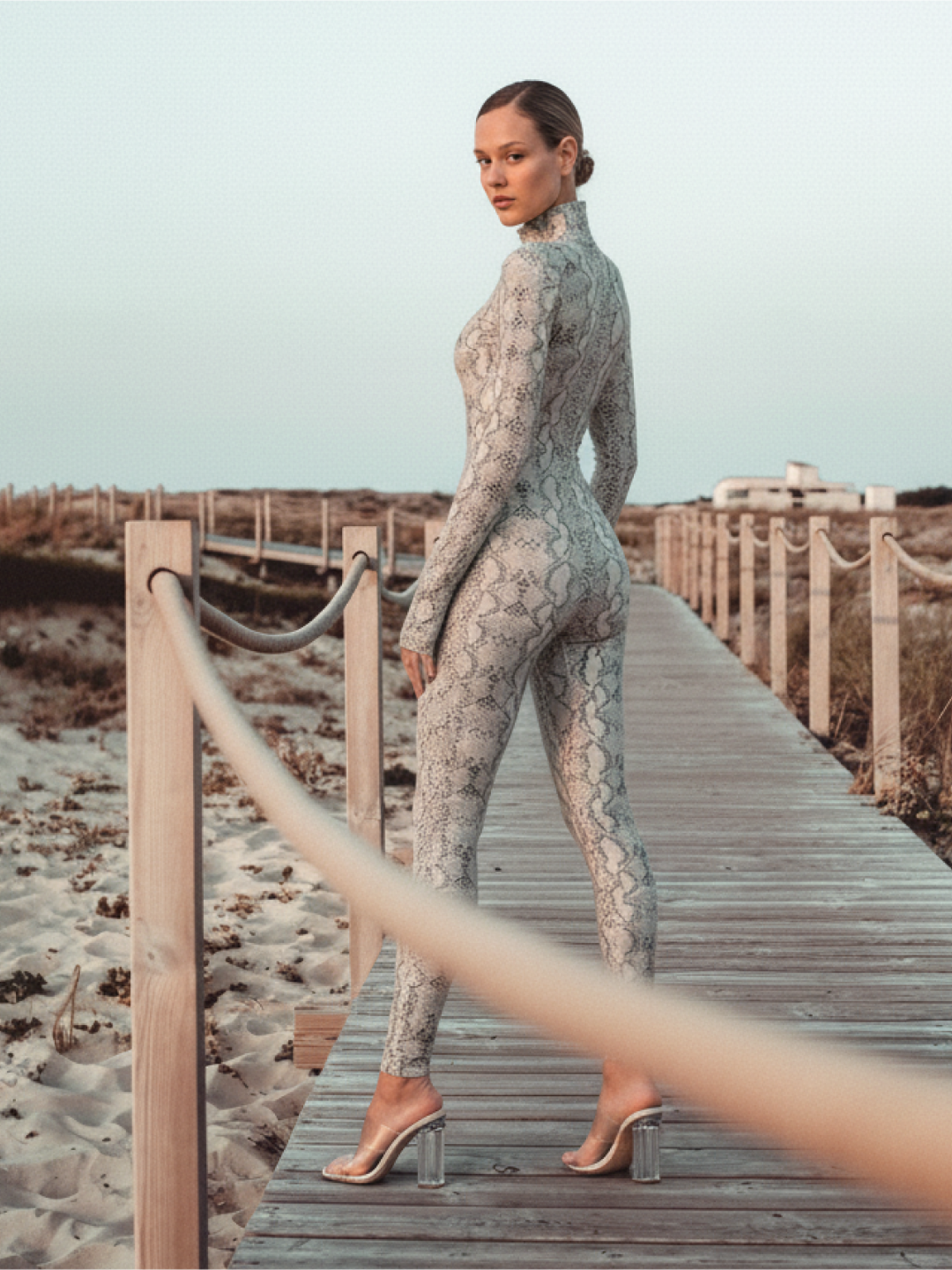 MONOSUIT Python Long Sleeve Turtleneck Bodysuit - Python - Image 8 of 8