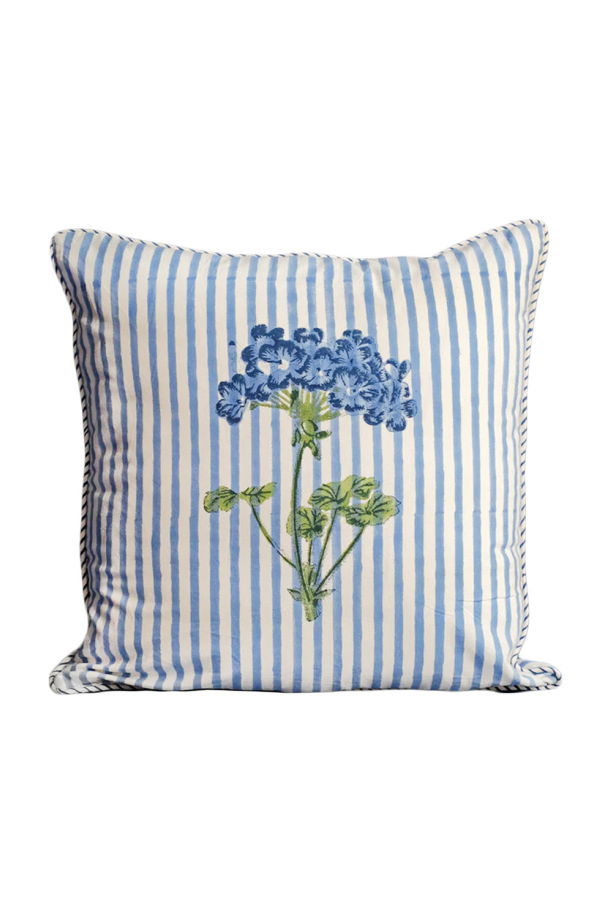 Inner Child Blue Hydrangea Blockprint Pillow
