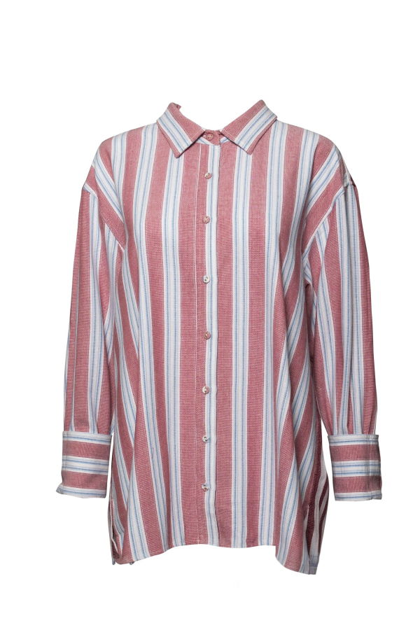 Coniglio Palm Beach Classic Button Down Shirt - Claret Combo Stripe