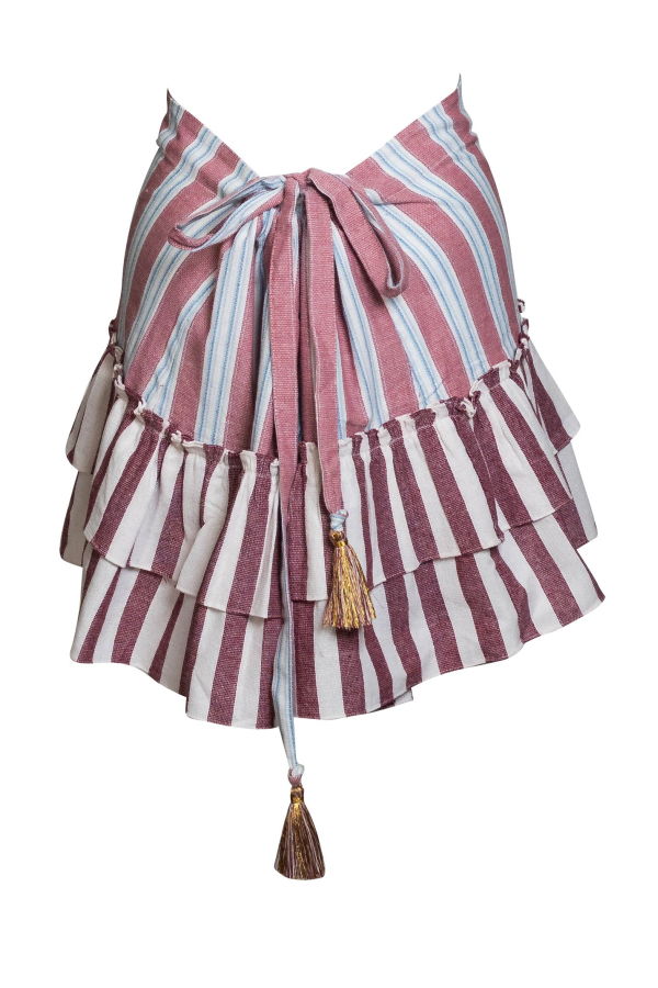Coniglio Palm Beach Gogo Cinch Back Mini Skirt - Claret Combo Stripe