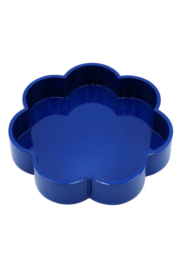 Inner Child Flower-Shaped Lacquerware Tray - Cobalt Blue