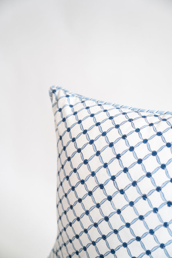 Inner Child Botanical Study Blockprint Pillow - Cobalt