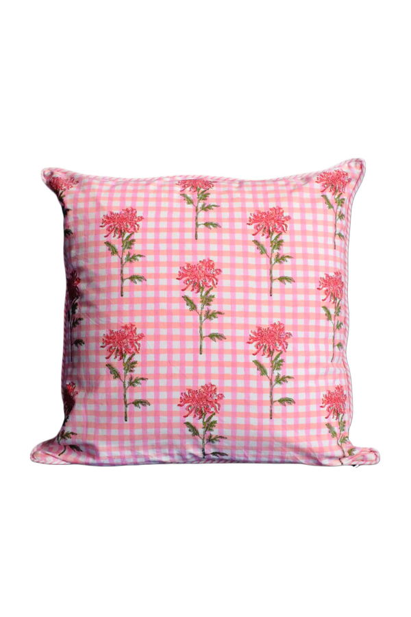 Inner Child Dahlia Gingham Blockprint Pillow