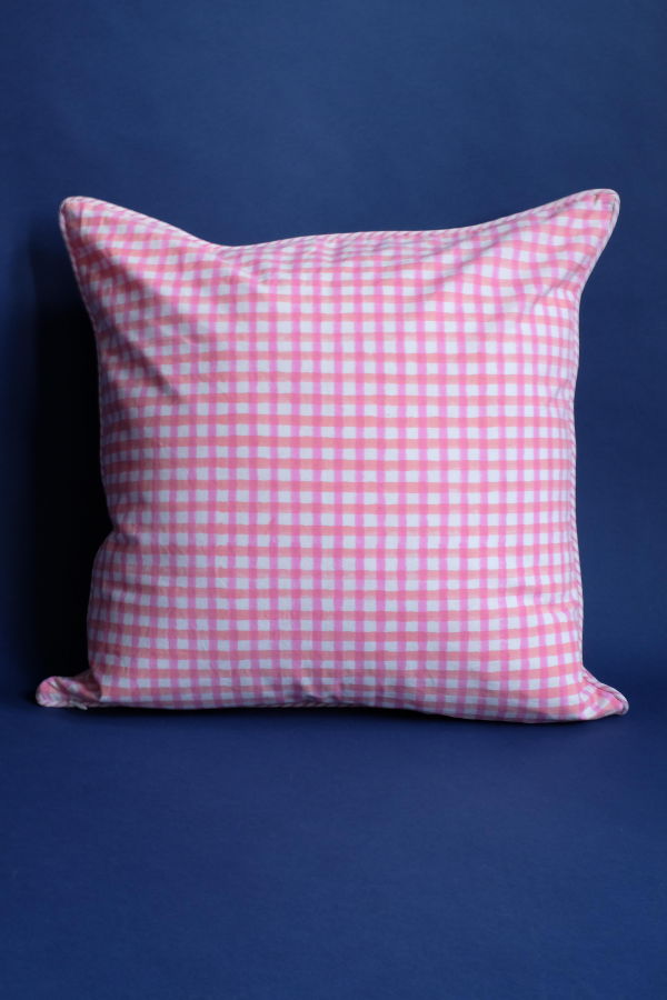 Inner Child Dahlia Gingham Blockprint Pillow