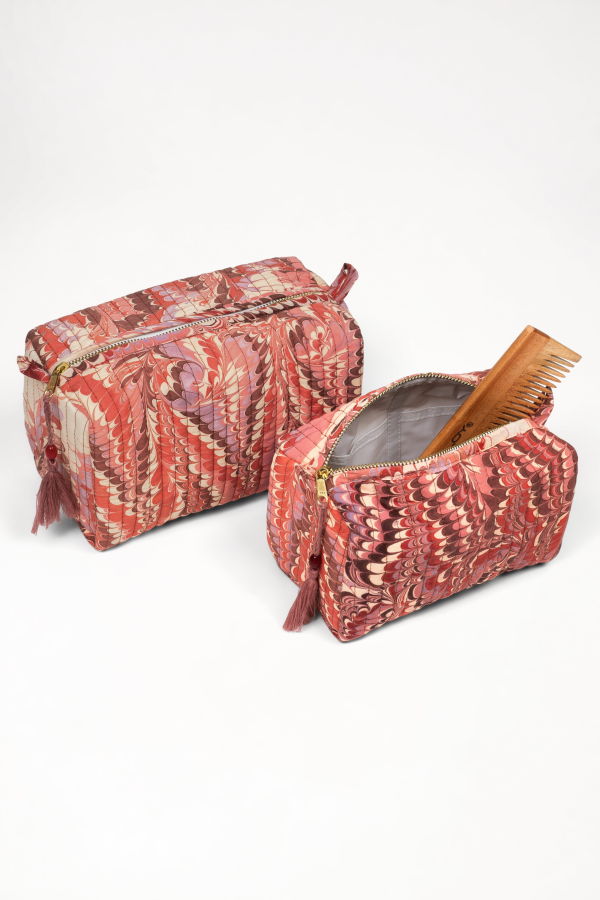 Inner Child Hand-Marbled Cosmetic Bag - Florentine Pink