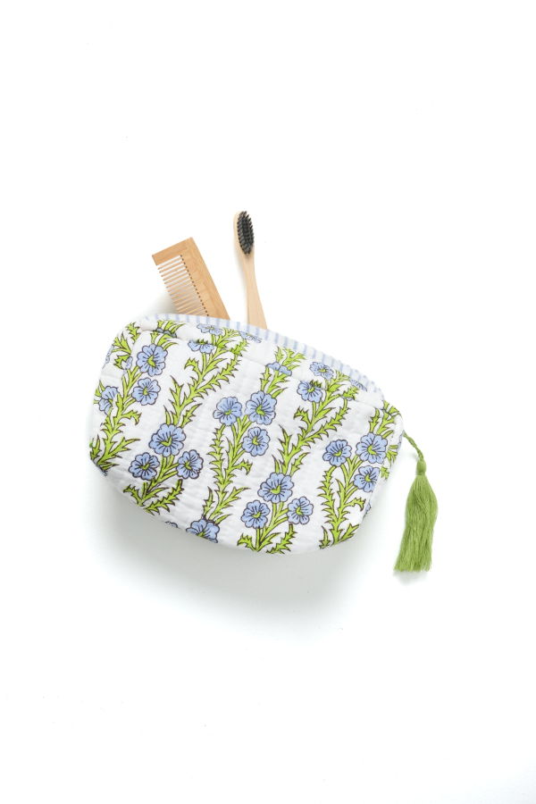 Inner Child Forget-Me-Not Blockprint Makeup Bag