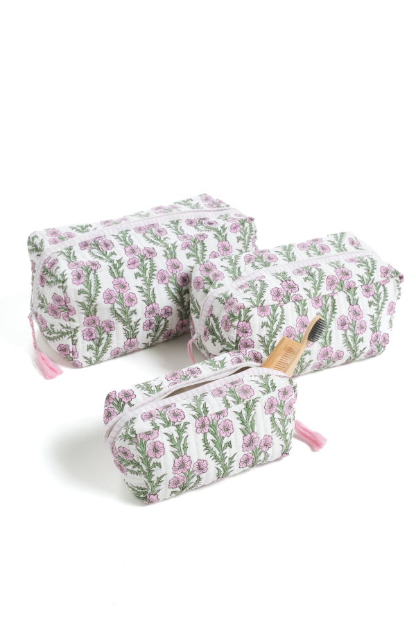 Inner Child Forget-Me-Not Blockprint Makeup Bag