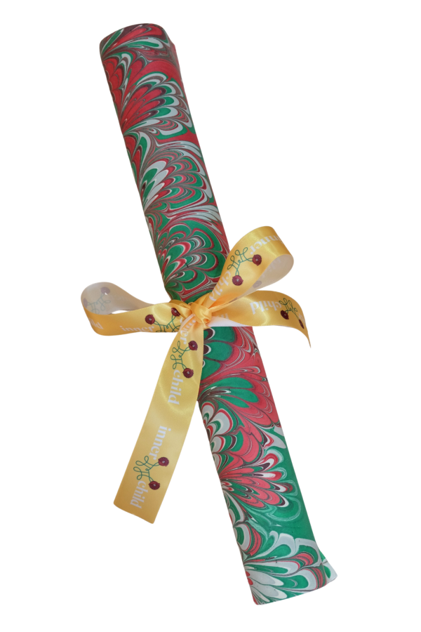 Inner Child Hand Marbled Holiday Festive Gift Wrapping Paper Sheets