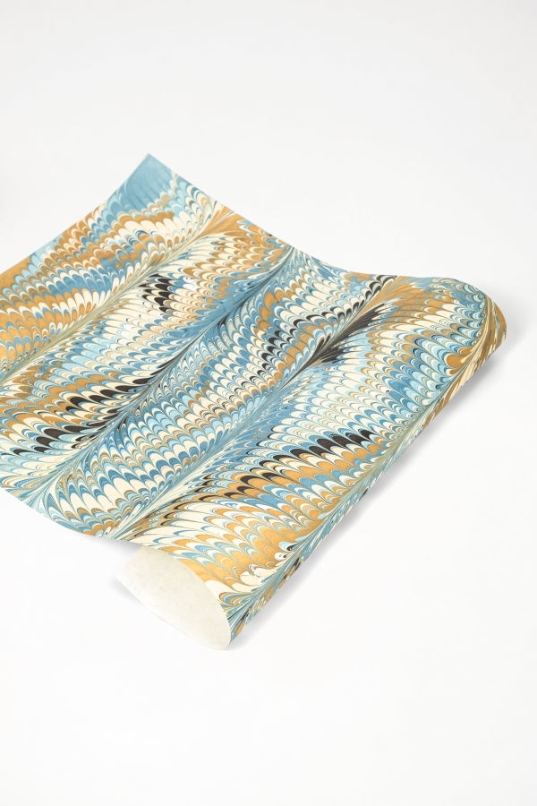 Inner Child Hand Marbled Nila Feathers Gift Wrapping Paper Sheets