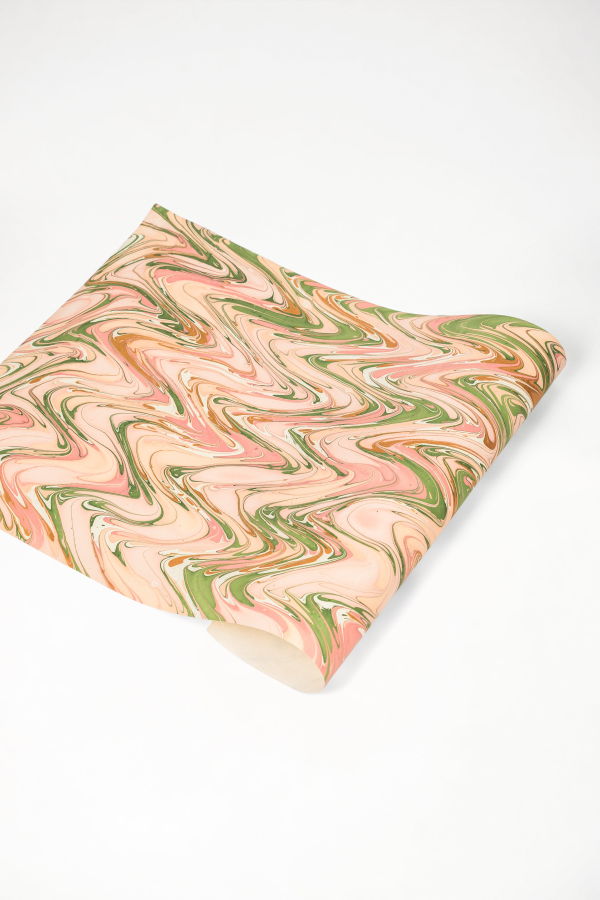Inner Child Hand Marbled Peony Bloom Gift Wrapping Paper Sheets
