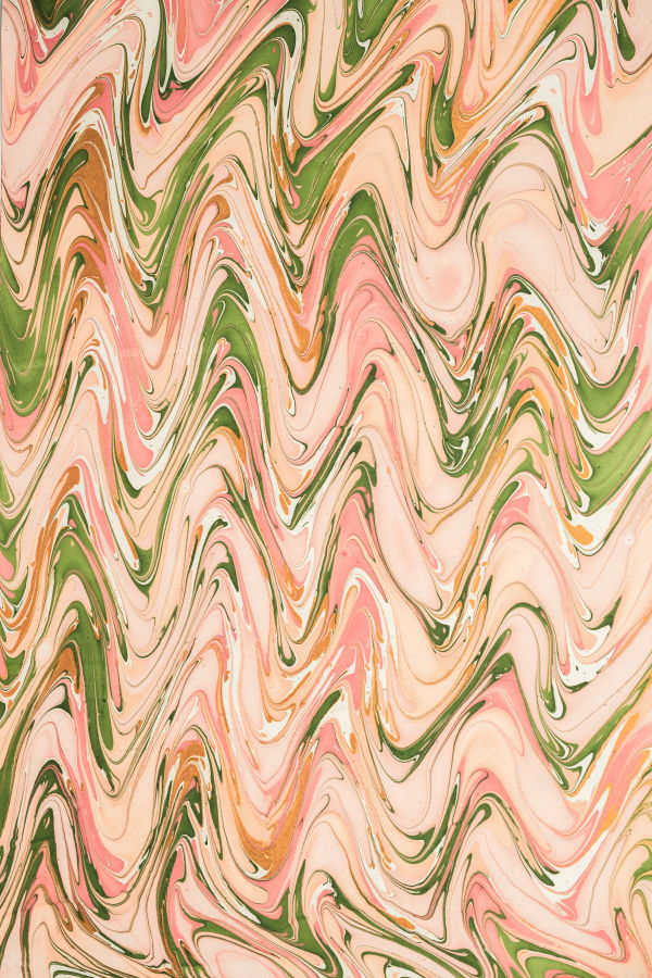 Inner Child Hand Marbled Peony Bloom Gift Wrapping Paper Sheets