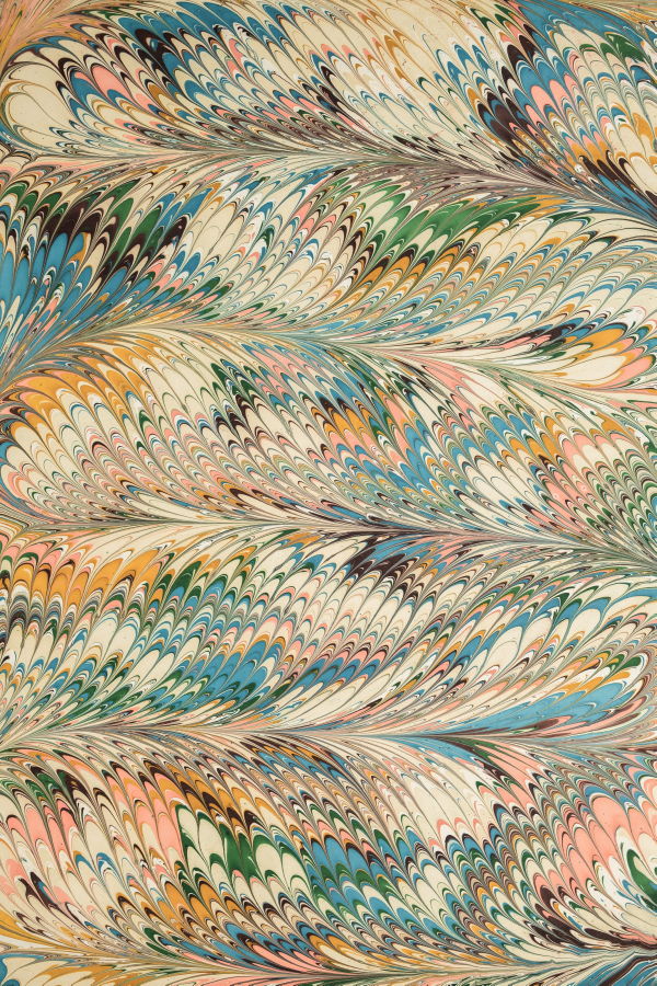 Inner Child Hand-Marbled Flatiron Feathers Gift Wrapping Paper Sheets