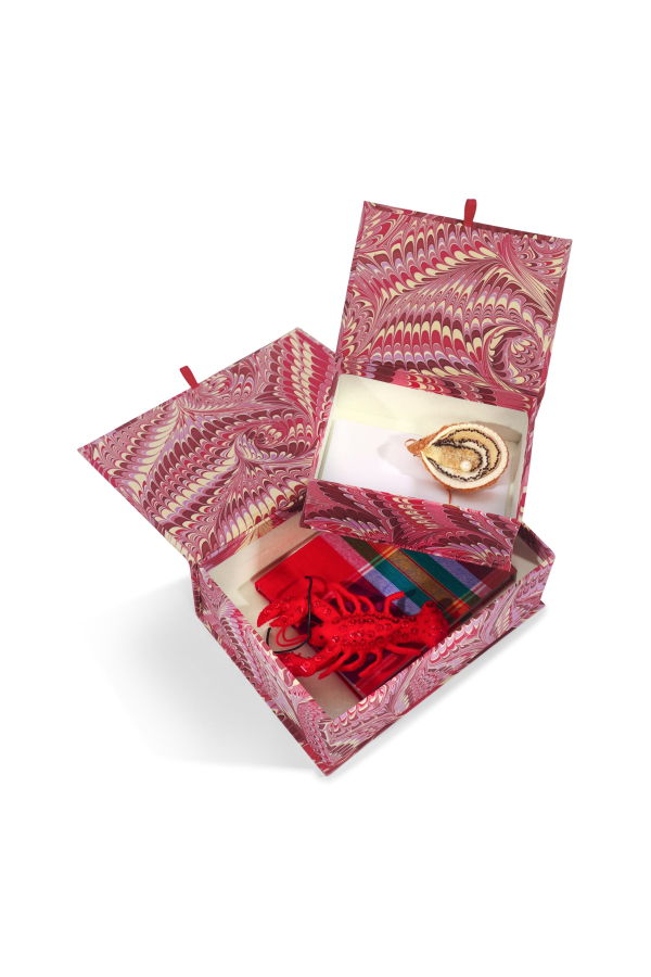 Inner Child Hand-Marbled Keepsake Box Set - Florentine Pink