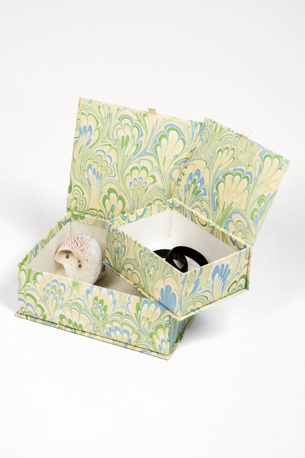 Inner Child Hand-Marbled Keepsake Box Set - Seaglass Peacock