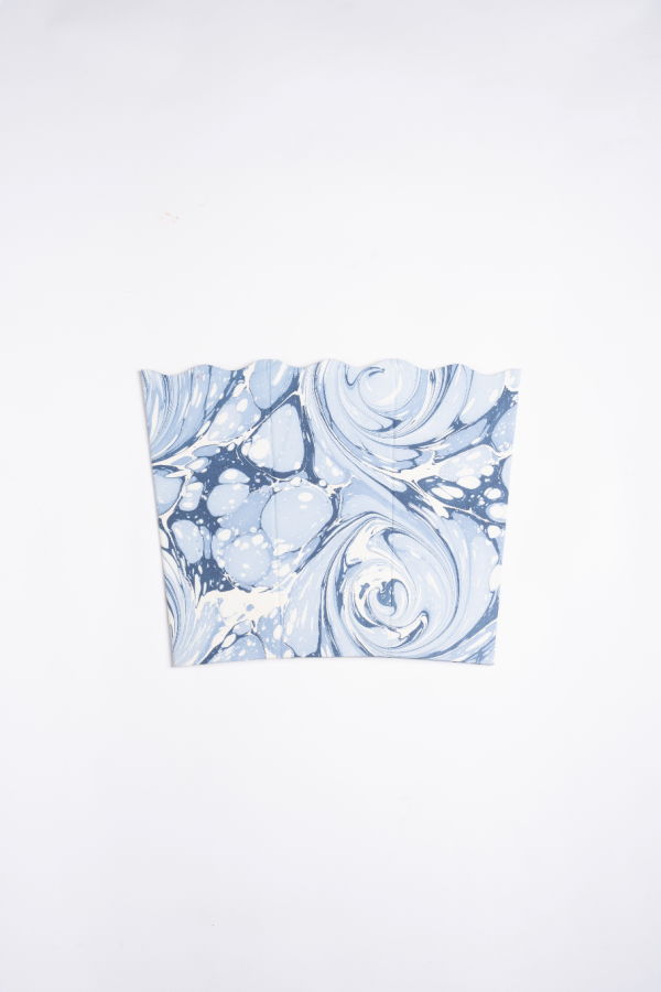 Inner Child Hand-Marbled Scallop Waste Bin / Storage Bin - Ocean Wave