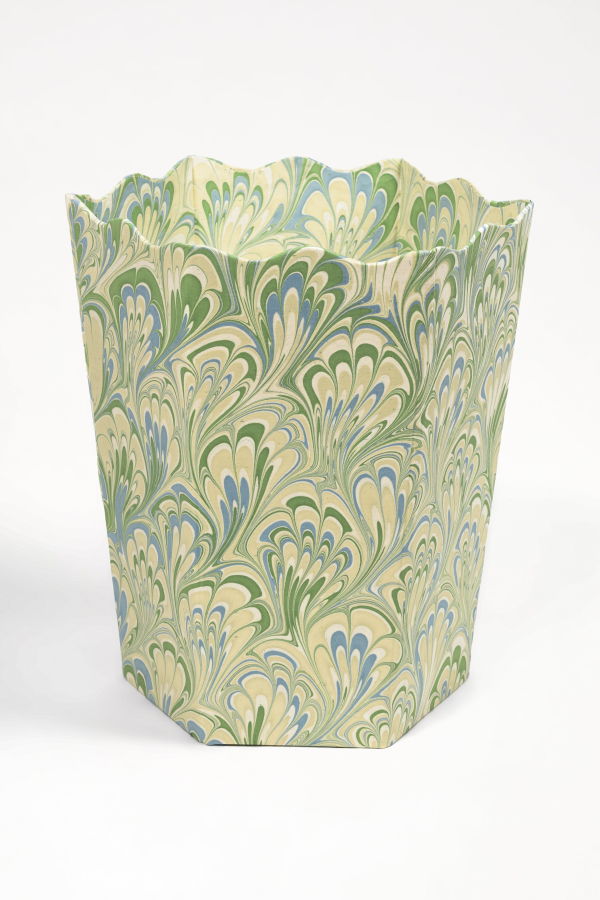 Inner Child Hand-Marbled Scallop Waste Bin / Storage Bin