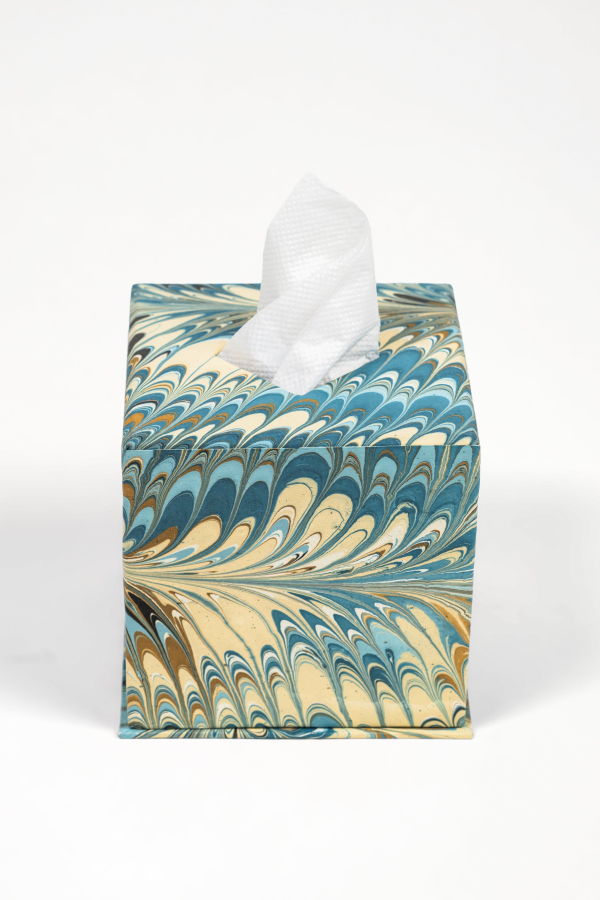 Inner Child Hand-Marbled Tissue Box Cover - Nila Feathers