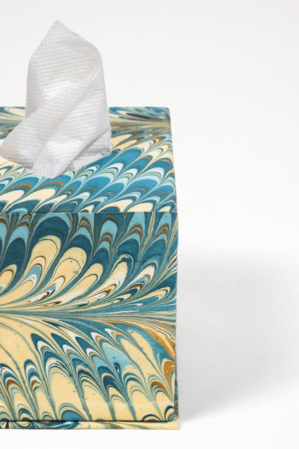 Inner Child Hand-Marbled Tissue Box Cover - Nila Feathers