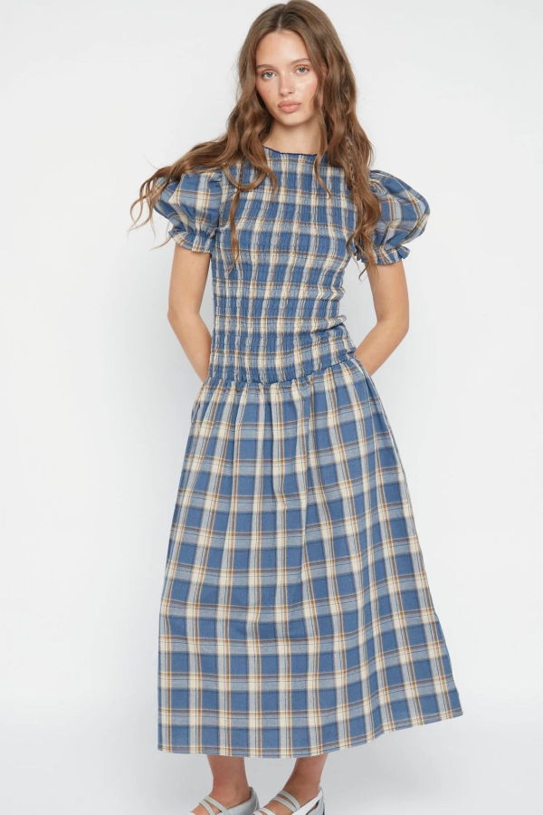 DAISY STREET Baye Check Midi Dress