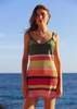 WITH HARPER LU Bias Mini Dress - Emerald Stripe - Thumbnail 1