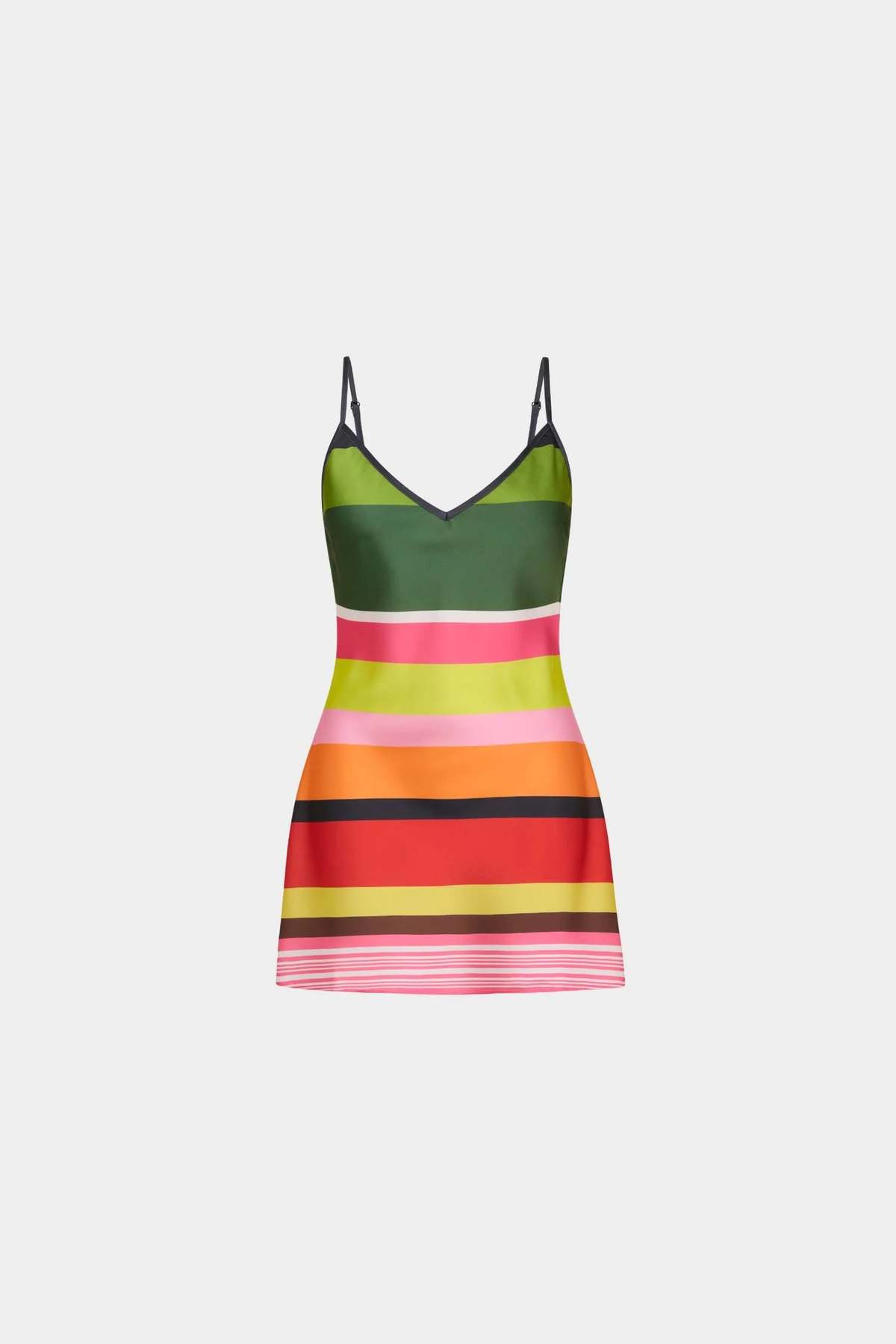 WITH HARPER LU Bias Mini Dress - Emerald Stripe - Image 2 of 5